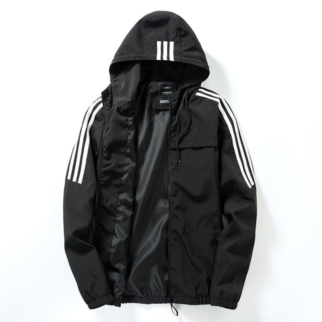 Men's Casual Striped Bomber Jacket Trend Hoodie Baseball Collar Streetwear Men's Windbreaker;YA056