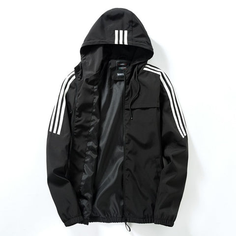 Men's Casual Striped Bomber Jacket Trend Hoodie Baseball Collar Streetwear Men's Windbreaker;YA056