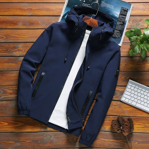 Jacket Men Zipper New Arrival Brand Casual Solid Hooded Jacket Fashion Men's Outwear Slim Fit Spring and Autumn High Quality K11