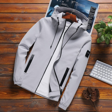 Jacket Men Zipper New Arrival Brand Casual Solid Hooded Jacket Fashion Men's Outwear Slim Fit Spring and Autumn High Quality K11