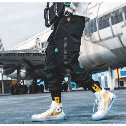 Cargo Pants Streetwear Hip hop Men Loose Joggers Sweatpants Plus size Track Pants Pocket Elastic Waist Ankle Length Trousers