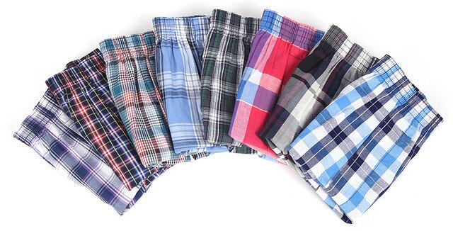 Mens Underwear Boxers Shorts Casual Cotton Sleep Underpants Quality Plaid Loose Comfortable Homewear Striped Arrow Panties