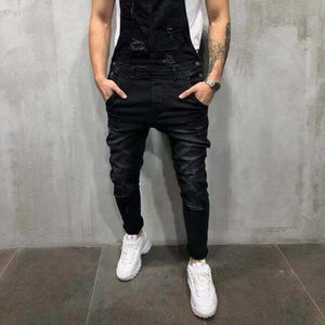 High Quality Men's Ripped Jeans Jumpsuits Hi Street Distressed Denim Bib Overalls For Man Suspender Pants Size XXXL Denim Pants