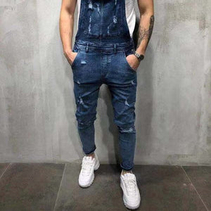 High Quality Men's Ripped Jeans Jumpsuits Hi Street Distressed Denim Bib Overalls For Man Suspender Pants Size XXXL Denim Pants