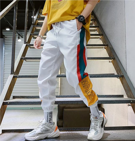 Hip Hop Streetwear Men's Splice Joggers Pants Fashion Men Casual Cargo Pant Trousers High Street Elastic Waist Harem Pant Men