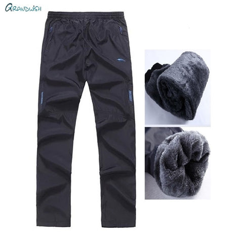 Sportwear Winter Warm pants for men Straight Fleece Thick Pants Elastic Waist Men's Fleece Pants Heavyweight Plus Size , ZA072