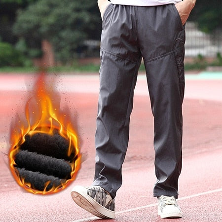 Sportwear Winter Warm pants for men Straight Fleece Thick Pants Elastic Waist Men's Fleece Pants Heavyweight Plus Size , ZA072
