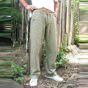 Litthing Mens Nature Cotton Linen Trousers Summer Pants 5XL Casual Male Solid Elastic Waist Straight Loose Pants Plus Size L0709