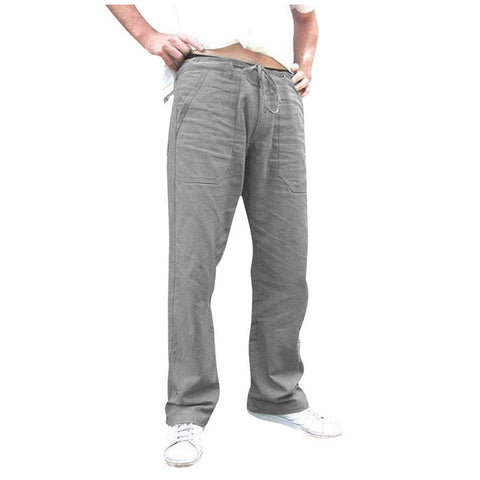 Litthing Mens Nature Cotton Linen Trousers Summer Pants 5XL Casual Male Solid Elastic Waist Straight Loose Pants Plus Size L0709