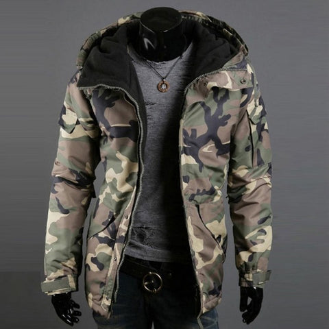 wholesale 2019 autumn winter oudoorCasual thicken fleece wool windproof British camouflage men's hooded large size jacket