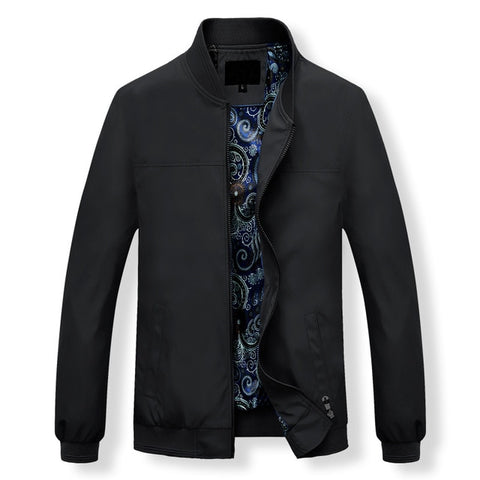 MANTLCONX Mens Jackets Autumn Casual Coats Solid Color Mens Stand Collar Zipper Jacket Male Bomber Jacket Men Casual Outerwear