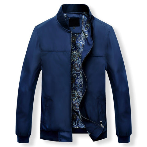 MANTLCONX Mens Jackets Autumn Casual Coats Solid Color Mens Stand Collar Zipper Jacket Male Bomber Jacket Men Casual Outerwear