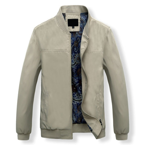 MANTLCONX Mens Jackets Autumn Casual Coats Solid Color Mens Stand Collar Zipper Jacket Male Bomber Jacket Men Casual Outerwear