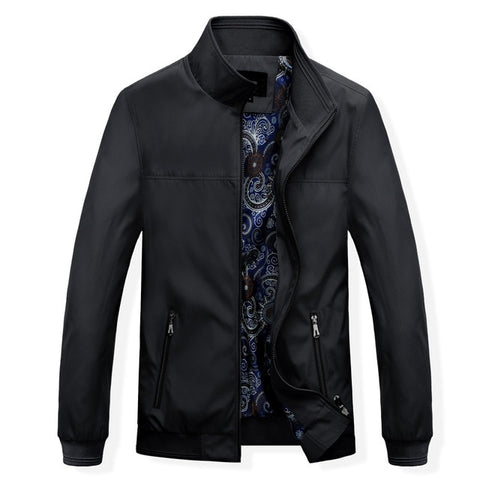 MANTLCONX Mens Jackets Autumn Casual Coats Solid Color Mens Stand Collar Zipper Jacket Male Bomber Jacket Men Casual Outerwear