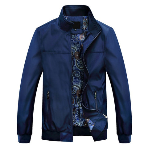 MANTLCONX Mens Jackets Autumn Casual Coats Solid Color Mens Stand Collar Zipper Jacket Male Bomber Jacket Men Casual Outerwear