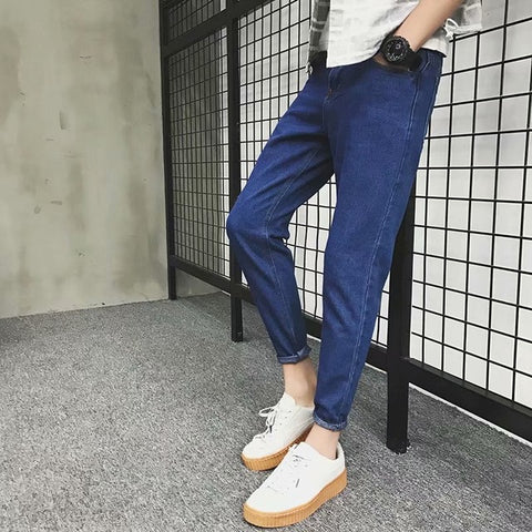 New Spring Summer Men's Ankle Length Jeans Youth Casual Fashion Nine Pants Men's Light Blue Ripped Slim Fit Pencil Pants Jeans