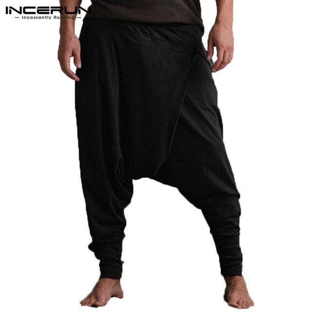 Vintage Indian Men Pant Loose Cross-Pant Baggy Harem Pants Loose Fitness Low Drop Crotch Trousers Dance Hombre Hiphop Sweatpants