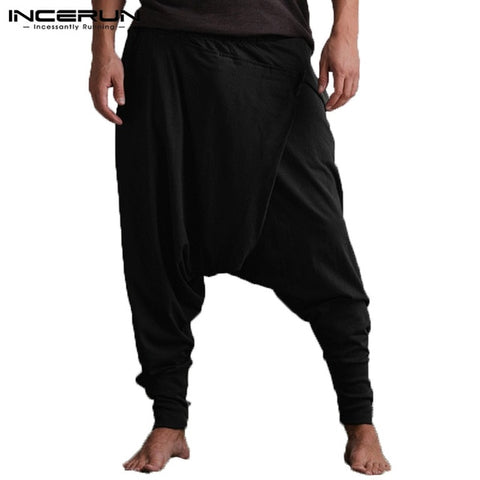 Vintage Indian Men Pant Loose Cross-Pant Baggy Harem Pants Loose Fitness Low Drop Crotch Trousers Dance Hombre Hiphop Sweatpants