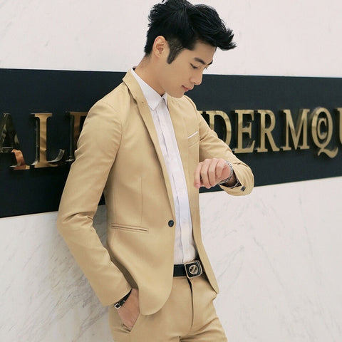 Hot Fashion Men Classic Formal Business Suit Blazer Slim Fit Casual Coat Jacket