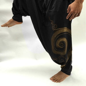 Vintage Men Pants Harem Elastic Casual Baggy Yoga Harem Pants Hip-hop Men Gypsy Cotton Linen Wide-legged Loose Pants Drawstring