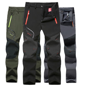 Tactical Waterproof Pants Men Breathable Stretch Softshell Fleece Lined Pants Outdoors Sports Plus Size 4XL 5XL Autumn Winter