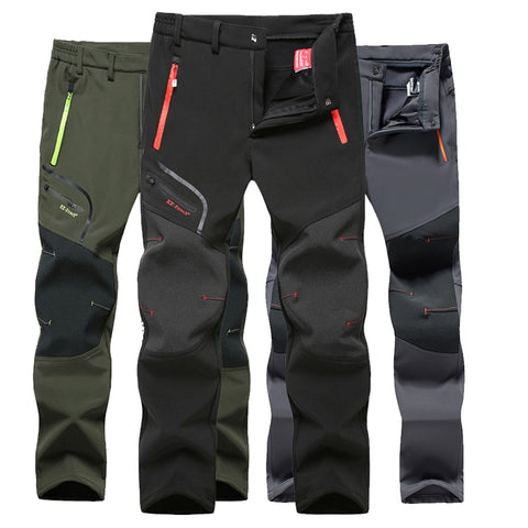 Tactical Waterproof Pants Men Breathable Stretch Softshell Fleece Lined Pants Outdoors Sports Plus Size 4XL 5XL Autumn Winter