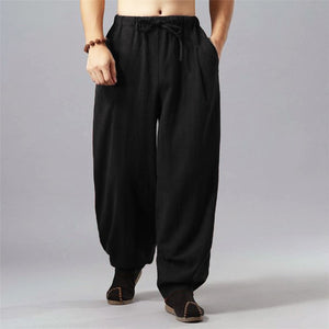 INCERUN Retro Cotton Wide Leg Pants Casual Pants Men Harem Baggy Loose Fitness Pant Bloomers Trouser Sweatpants Workout Joggers
