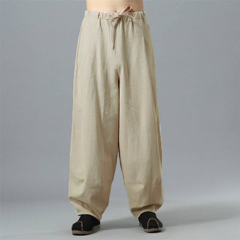 INCERUN Retro Cotton Wide Leg Pants Casual Pants Men Harem Baggy Loose Fitness Pant Bloomers Trouser Sweatpants Workout Joggers
