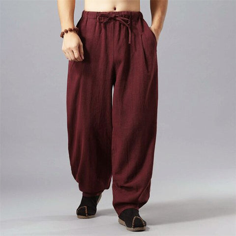 INCERUN Retro Cotton Wide Leg Pants Casual Pants Men Harem Baggy Loose Fitness Pant Bloomers Trouser Sweatpants Workout Joggers