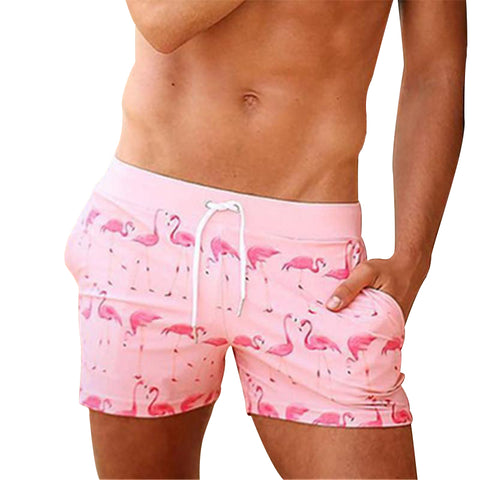 Plus Size 5XL Mens Flamingo Swimwear Shorts Running Trunks Beach Pants Quick-drying Movement Surfing Board Swimsuits Sports Male
