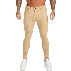 GINGTTO Red Jeans Men Colored Jeans Skinny Elastic Waist Super Spray on Skinny Leg Jeans Pants for Men 2019 New Solid Color