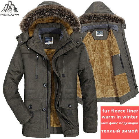 PEILOW plus size 5XL 6XL Winter Jacket Men thick Windproof Hood parka mens jackets and coats Windbreaker Coat Jaqueta masculina