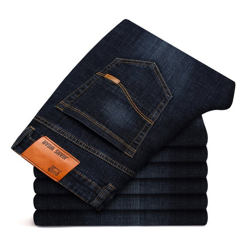 KSTUN Men Jeans Business Casual Straight Slim Fit Thin Blue Black 2019 Denim Pants Mens Trousers Cotton Cowboys Dropshipping