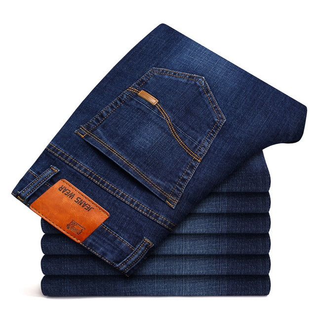 KSTUN Men Jeans Business Casual Straight Slim Fit Thin Blue Black 2019 Denim Pants Mens Trousers Cotton Cowboys Dropshipping