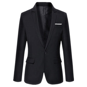 Mens Korean Slim Fit Fashion One Cotton Blazer Suit Jacket Black Blue Plus Size M to 3XL Male Blazers Mens Coat Wedding