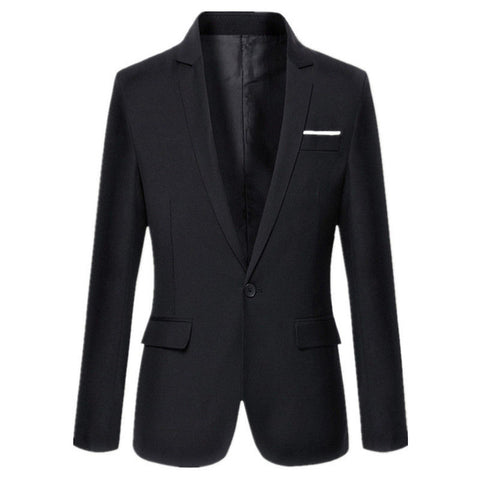 Mens Korean Slim Fit Fashion One Cotton Blazer Suit Jacket Black Blue Plus Size M to 3XL Male Blazers Mens Coat Wedding