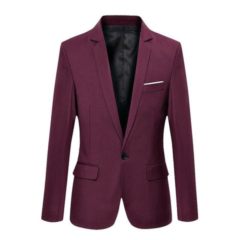 Mens Korean Slim Fit Fashion One Cotton Blazer Suit Jacket Black Blue Plus Size M to 3XL Male Blazers Mens Coat Wedding