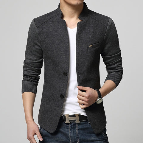 2019 New Mens Blazer Patchwork Suits For Men Top Quality Red Blazers Slim Fit Woolen Outwear Coat Costume Homme Blazer Men