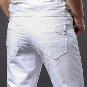 Men's White Jeans Fashion Casual Classic Style Slim Fit Soft Trousers Male Brand Advanced Stretch Pants
