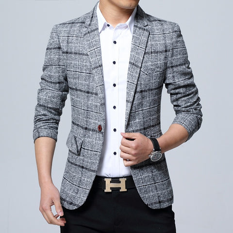 New fashion Autumn plaid men suit high quality mens suit jacket Business casual Suit Slim Fit terno masculino Blazer