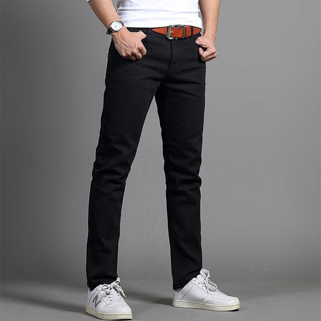 Black Casual Winter Men Jeans Strong Denim Strech Fabric Slim Cut Light Washed Man Pants Low Price Hot Sale Male Fashion Jeans