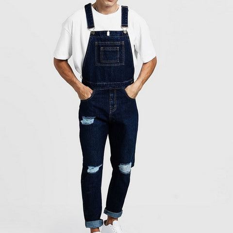 MoneRffi Men Casual Jeans Denim Strap Jean Jumpsuit Loose Fitting Sleeveless Casual Feminino Overalls Dungarees Playsuit 2019