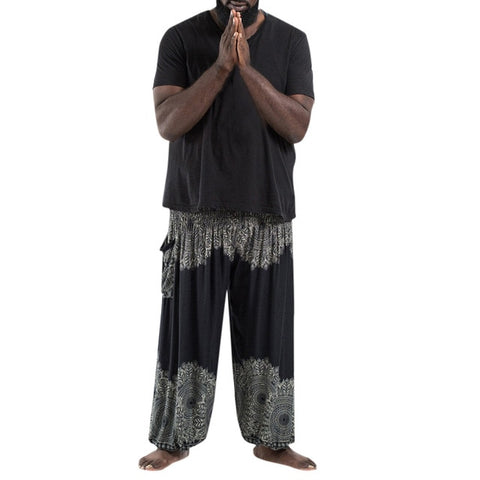 10 Colors Bohemia Loose Pants Men Fashion Lightweight Hippy Trousers Baggy Штаны для йоги Casual Elastic Waist Free Size Pants
