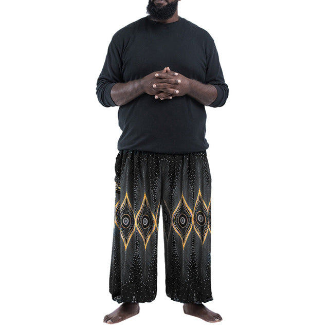 10 Colors Bohemia Loose Pants Men Fashion Lightweight Hippy Trousers Baggy Штаны для йоги Casual Elastic Waist Free Size Pants