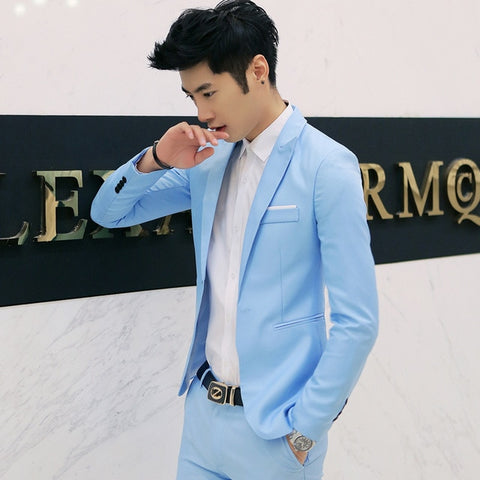 New Mens Casual Slim Fit One Button Suit Blazer Business Coat Jacket With Pocket