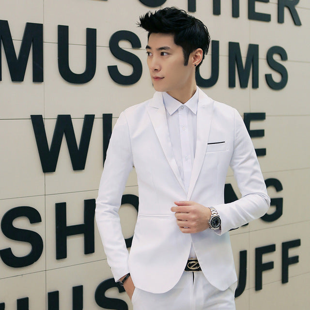 New Mens Casual Slim Fit One Button Suit Blazer Business Coat Jacket With Pocket