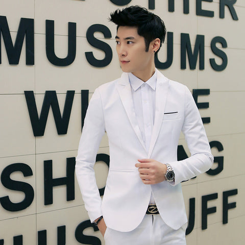 New Mens Casual Slim Fit One Button Suit Blazer Business Coat Jacket With Pocket