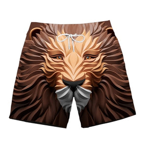 Ferocious animal print 3D beach shorts fashion men's hot cool pants running shorts casual new lace calsas masculino