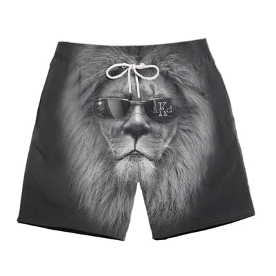 Ferocious animal print 3D beach shorts fashion men's hot cool pants running shorts casual new lace calsas masculino