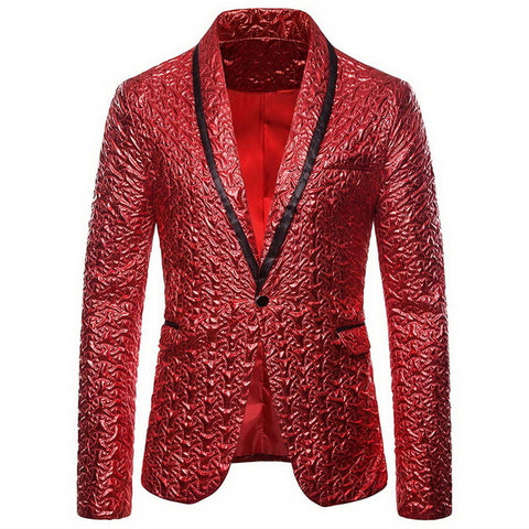 Hot Men Shiny Gold Sequin Glitter Embellished Blazer Jacket Men Nightclub Blazer Wedding Party Suit Jacket Stage Singers Clothes